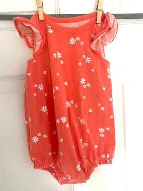 Cat & Jack Coral Pink Floral Baby Romper